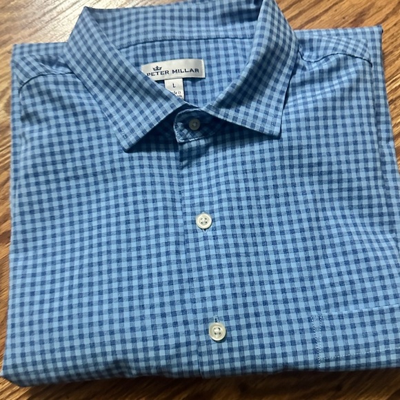 EUC Peter Millar Button Down Polyester Long Sleeve Shirt Size Large - Picture 1 of 8